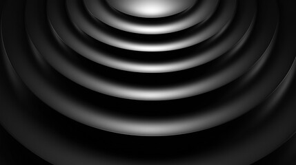 Concentric circles ripple across a sleek surface, showcasing a blend of light and shadow. This captivating design features cool monochrome tones. Concept of art design, interior decor, branding