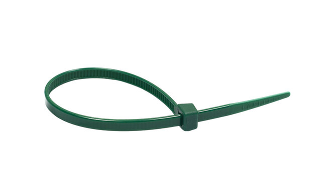 Flexible self locking plastic zip tie, strap isolated on white background, clipping
