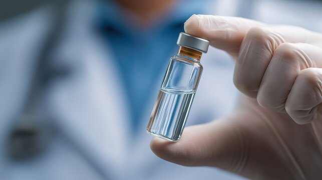 Development and creation of coronavirus vaccine COVID-19 .Coronavirus Vaccine concept in hand of doctor blue vaccine jar. Vaccine Concept of fight against coronavirus - Powered by Adobe