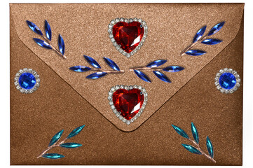 Envelope, packaging, postcard, stationery, office, gift, luxury, beautiful, amazing, jeweler, jewelry, precious stones, stones, decorations, bijouterie, feelings, heart, hearts, love, romance