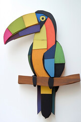 Fototapeta premium Close-up of fantasy toucan bird on limb. (AI Generated)