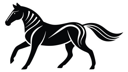 Obraz premium Elegant Black and White Horse Illustration Stylized Equine Artwork