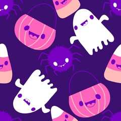 Halloween ghost seamless cute cartoon pattern for wrapping paper and fabrics