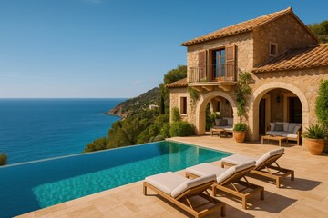 Mediterranean villa retreat showcasing luxury vacation property and exclusive resort lifestyle for high-end travel marketing