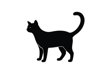 Elegant Black Cat Silhouette Vector Illustration