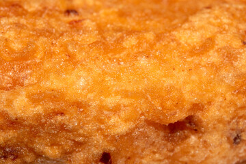 Close up of golden fried chicken or tofu batter cooked