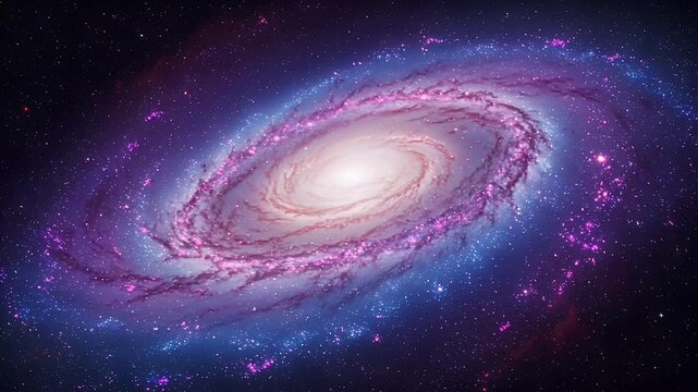 Spectacular Spiral Galaxy with Swirling Arms of Purple Pink and Blue in the Dark Vastness of Space Adobe Stock Photo