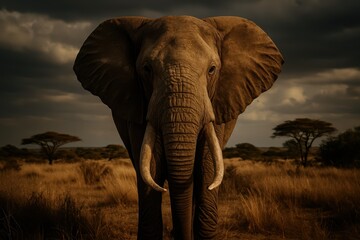 Fototapeta premium Majestic African Elephant with Wildlife Photography and Natural Habitat Beauty