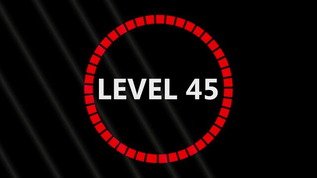 Level 30 text font with light. Level Up sign animation on black background.