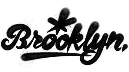 Handmade graffiti tag "BROOKLYN" with black spray paint texture and drip effect. Raw, edgy street art design, perfect for urban graphics, hip-hop posters, and modern graffiti projects.  © dirtyfellas