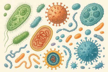 Collection of microscopic pathogens and viruses isolated for medical education and research
