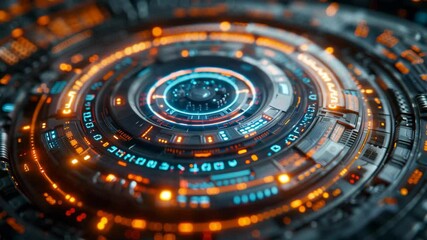 futuristic modern theme circle platform surround with digital circuit pattern metallic with neon light background - Powered by Adobe