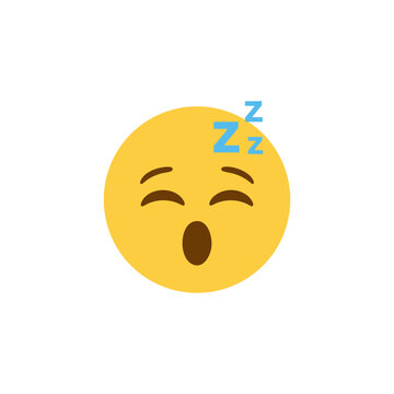 Yawning yellow emoji face with closed eyes and "Zzz" above the head, representing sleepiness, tiredness, or boredom in flat style.

