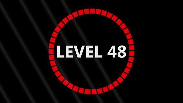 Level 30 text font with light. Level Up sign animation on black background.