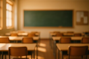 Soft Focus Modern Classroom Environment with Educational Learning Atmosphere and Academic Setting