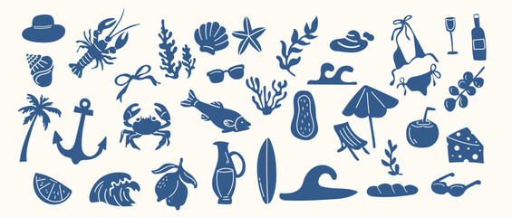 Summer coastal hand drawn vector illustration