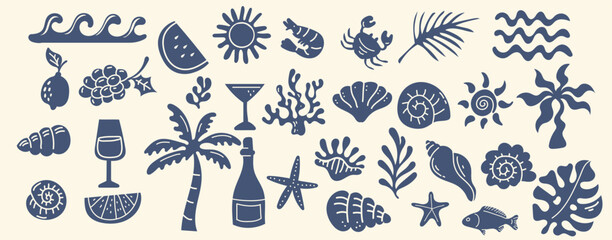 Summer coastal hand drawn vector illustration