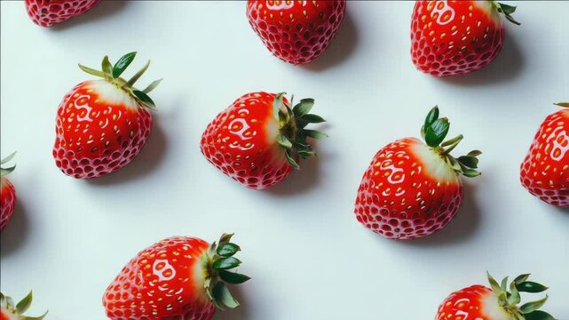 Vibrant strawberries in a grid pattern