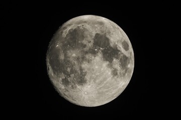 Obraz premium Brilliant full moon illuminating clear night sky creating celestial photography with lunar surface details