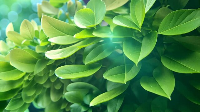 Closeup of Green Leaves and Succulent Plants in a Vibrant Garden Setting