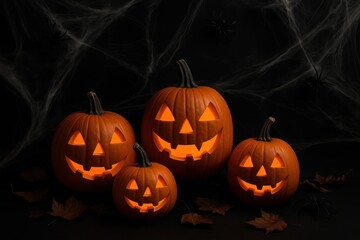 Obraz premium Spooky Halloween decorative arrangement with gothic elements and seasonal atmospheric effects