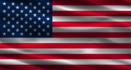Fototapeta premium American flag with fabric texture. Realistic flag of USA waving