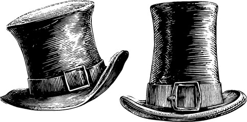 Vintage leprechaun hat set with buckle sketch for st. patrick’s day design