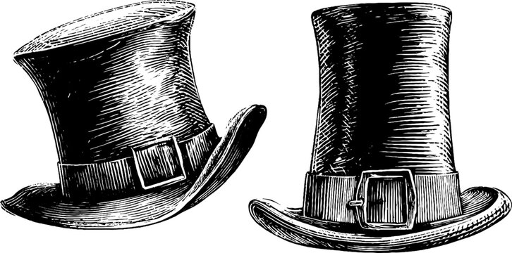 Vintage leprechaun hat set with buckle sketch for st. patrick’s day design