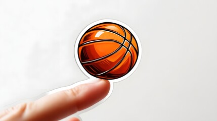 Effortless Balance: A Vivid Orange Basketball Perched Delicately on the Tip of a Single Finger
