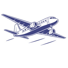 "Airplane Flying in Sky Vector Illustration Isolated"

