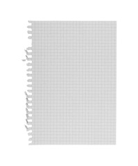 A close-up checkered paper sheet on an isolated white background is perfect for notes, lists, and daily planning tasks with its detailed grid pattern.