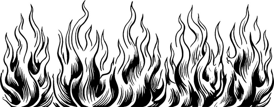 Elegant black and white torch flame banner design for decorative headers