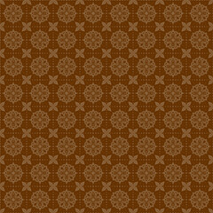 Mandala floral seamless pattern in Brown color, vector art with symmetrical Islamic decoration style, ideal for packaging, home decor, stationery, and fabric printing