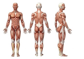 Human muscular system anatomy isolated on white background