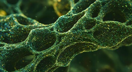 Abstract Macro Texture of Green Cellular Structure or Spongy Biomorphic Network