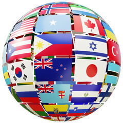 Flags of The World 3D Sphere PNG