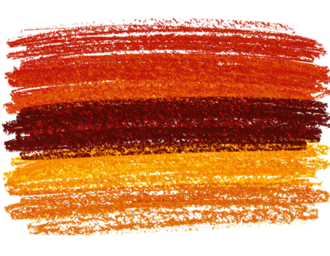 Hand-Drawn Crayon Scribble in Warm Autumn Colors, isolated on transparent background