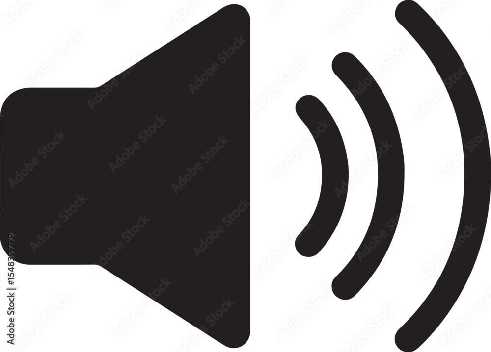 Poster loudspeaker icon representing sound amplification and volume, indicating audio output or media playb