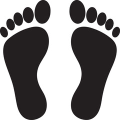 Footprints side by side showing a pair of footprints suggesting walking bare footed black silhouette of foot prints flat design