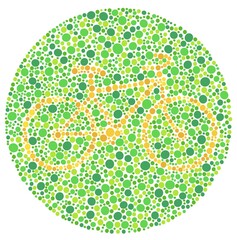 Antique bicycle images for children's color blind tests. Color blind test with a dipper bicycle © Nawassyarif .