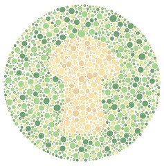 Picture of a nuclear bomb for a color blindness test. Color blindness test with nuclear images
