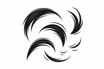 Set of black dynamic speed lines for manga or comic books. Action effect swooshes, motion trails, wind gusts, or smoke swirls. Abstract Japanese style vector graphic elements.