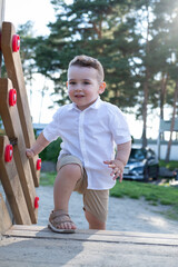 little boy playing in the playground