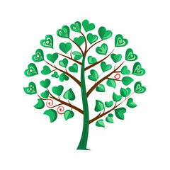 Obraz premium A flat vector illustration of a decorated Christmas tree with ornaments and a star on top, surrounded by gift boxes. Traditional red and green holiday colors, isolated on white background. no text, no