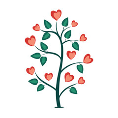 A flat vector illustration of a decorated Christmas tree with ornaments and a star on top, surrounded by gift boxes. Traditional red and green holiday colors, isolated on white background. no text, no