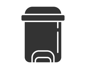 Clean, minimalist icon of a dark trash can. Symbolizes waste management, organization, and decluttering. Great for app design, web graphics or infographic projects.