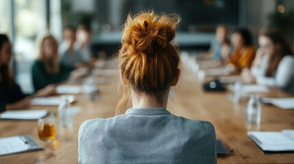 A focused group of individuals engaged in a collaborative meeting, emphasizing teamwork and creativity in a professional conference room environment.