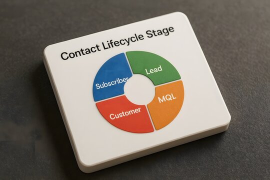 An informative infographic representing contact lifecycle stages, detailing the customer journey from subscriber to customer. This visual aid provides a clear and concise overview.