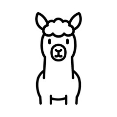 Fototapeta premium Alpaca Line Icon – Cute Farm Animal Outline Symbol