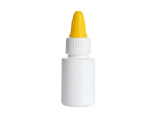 White glue stick bottle isolated on white, adhesive for craft and repair.